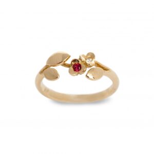 Ring 'Blossom' diamant en robijn